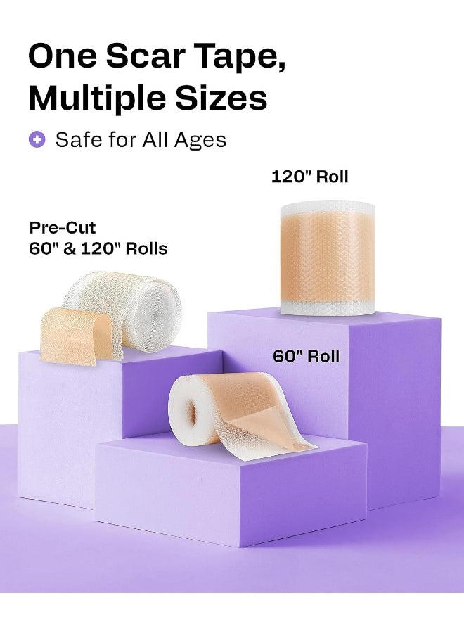 AWD Medical Soft Silicone Tape for Scars Removal with Silicone Gel Sheeting (1.6inx 120in)