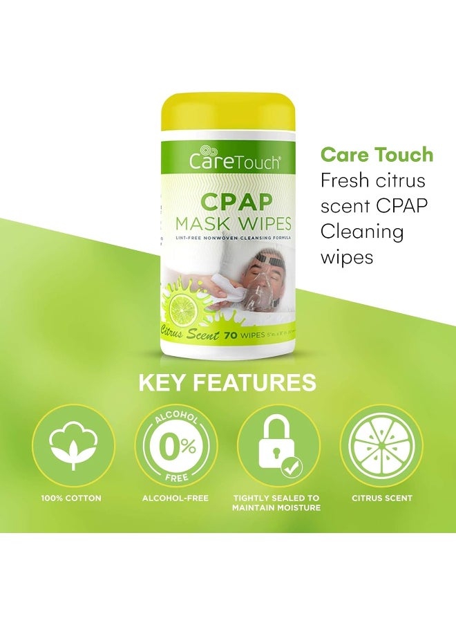 Care Touch CPAP Cleaning Mask Wipes - Citrus Scent, Lint Free - 70 Wipes, Pack of 3-210 Wipes Total