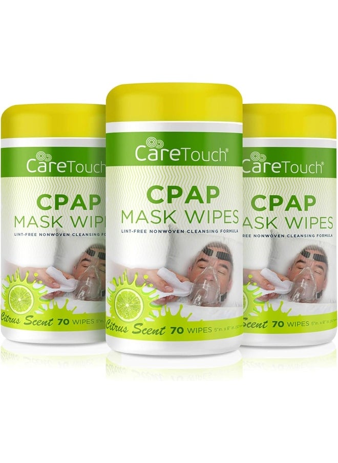Care Touch CPAP Cleaning Mask Wipes - Citrus Scent, Lint Free - 70 Wipes, Pack of 3-210 Wipes Total
