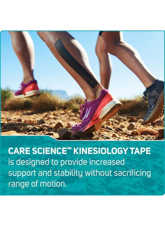 Care Science Waterproof Kinesiology Tape, 40 ct Precut Strips (2 Rolls), Black