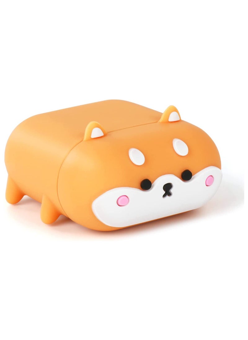 C ute Airpods Case Airpods 2 Case Corgi Dog Cool Funny 3D Animals Cartoon Puppy Shaped Full Protection Shockproof Soft Silicone Charging Case Cover for Girls Boys Kids Child Women