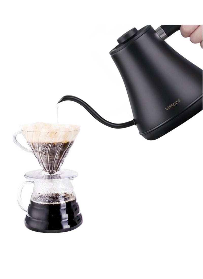 Electric Pour-Over Kettle 800ml 1200W / Adjustable Temperature / Keep-Warm Function / Boil Dry Protection / Digital Display / Durable Rust Resistant Electric Kettle - Black