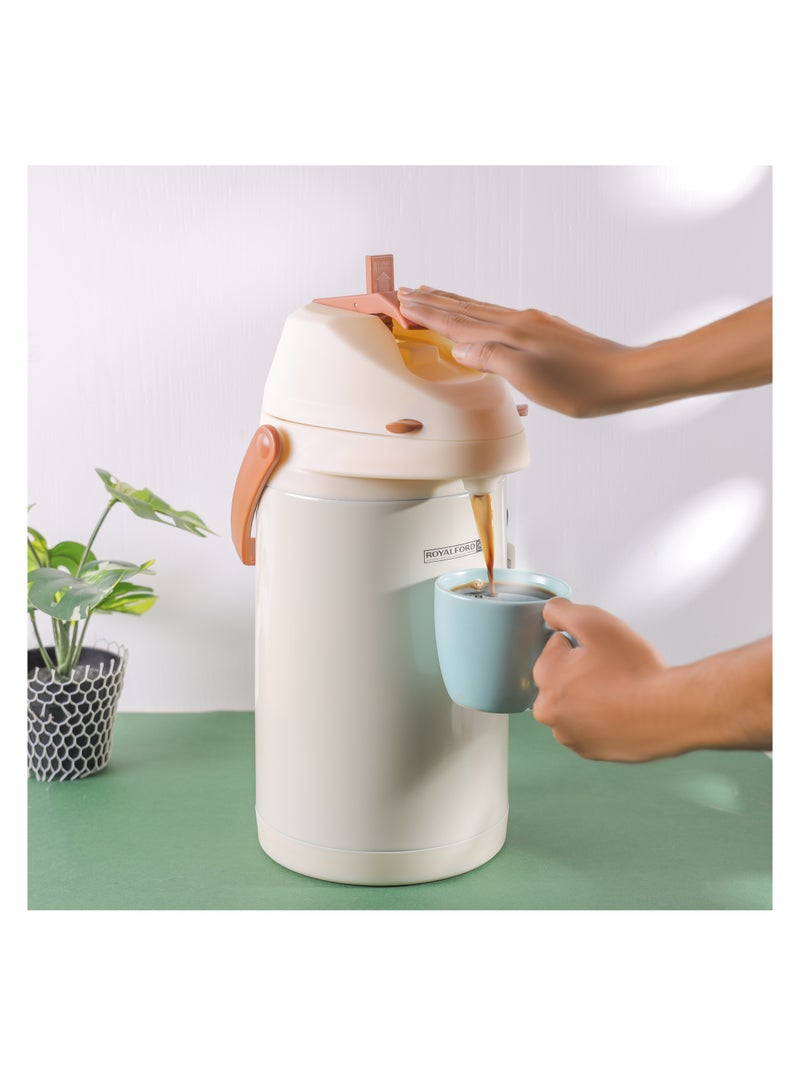 Royalford 3.5 L Airpot Flask- RF12149/ 360-Degree Rotating Base, Asbestos-Free Glass Inner/ Keeps the Drink Hot for 18 Hour and Cold for 24 Hours Multicolor