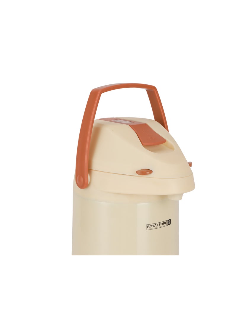Royalford 3.5 L Airpot Flask- RF12149/ 360-Degree Rotating Base, Asbestos-Free Glass Inner/ Keeps the Drink Hot for 18 Hour and Cold for 24 Hours Multicolor