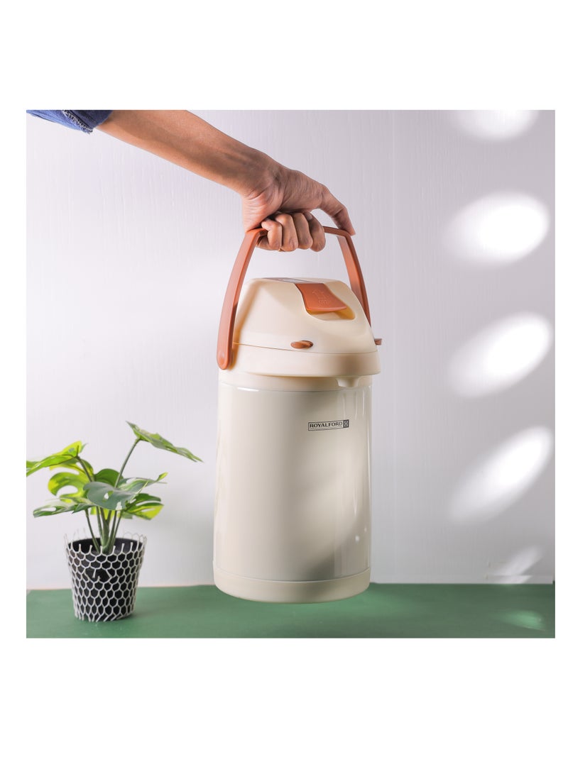 Royalford 3.0 L Airpot Flask- RF12148/ 360-Degree Rotating Base, Asbestos-Free Glass Inner/ Keeps the Drink Hot for 18 Hour and Cold for 24 Hours Multicolor