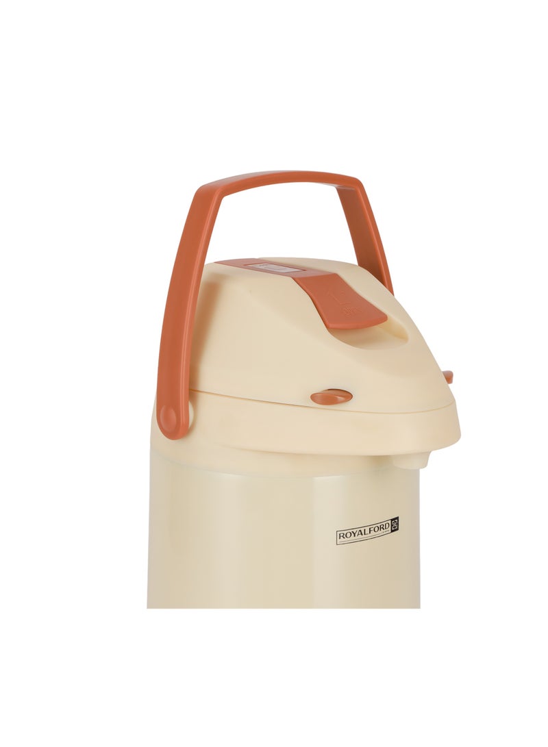 Royalford 3.0 L Airpot Flask- RF12148/ 360-Degree Rotating Base, Asbestos-Free Glass Inner/ Keeps the Drink Hot for 18 Hour and Cold for 24 Hours Multicolor