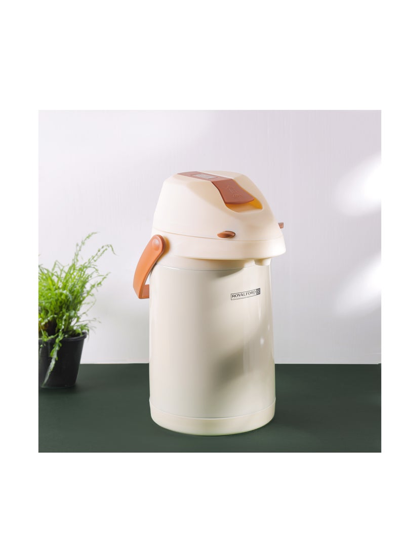 Royalford 3.0 L Airpot Flask- RF12148/ 360-Degree Rotating Base, Asbestos-Free Glass Inner/ Keeps the Drink Hot for 18 Hour and Cold for 24 Hours Multicolor