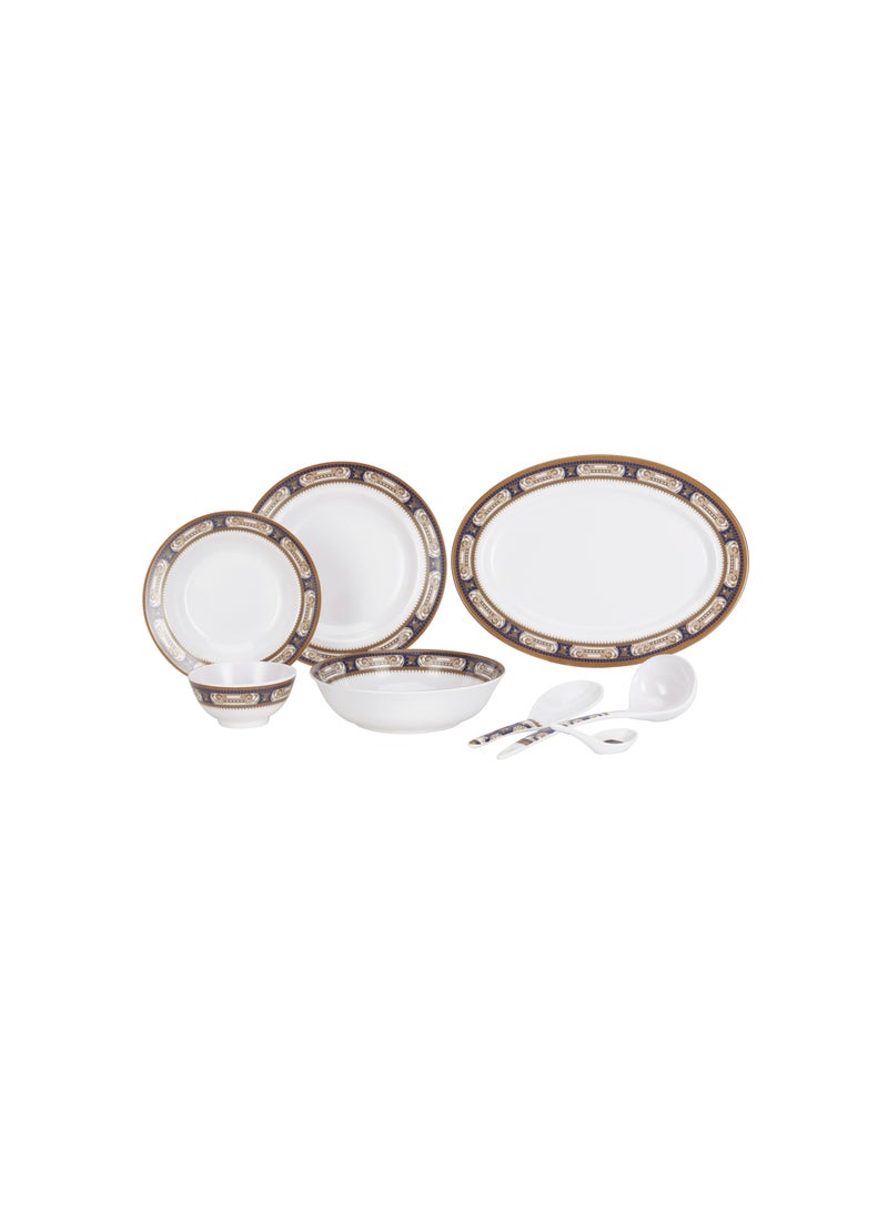 56-Piece Melamlne Dinner Set With 2X36Cm Oval Plates, 12X25Cm Deep Plates, 12X20Cm Deep Plates, 12X11Cm Round Bowls, 2X22Cm Serving Bowls, 2Xrice Spoons, 2Xladles, 12X14Cm Soup Spoons, Serves 12 For Famlly Gatherings, Multicolor Multicolor