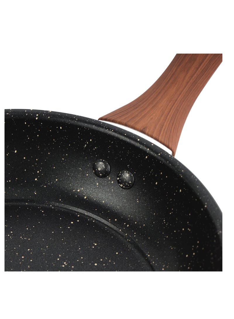 Royalford 2 Piece Frypan Set- RF12598/ 22 cm and 26 cm, Strong Carbon Steel Body with Nonstick Marble Coating and Heat Resistant Handle/ Compatible with Hot Plate