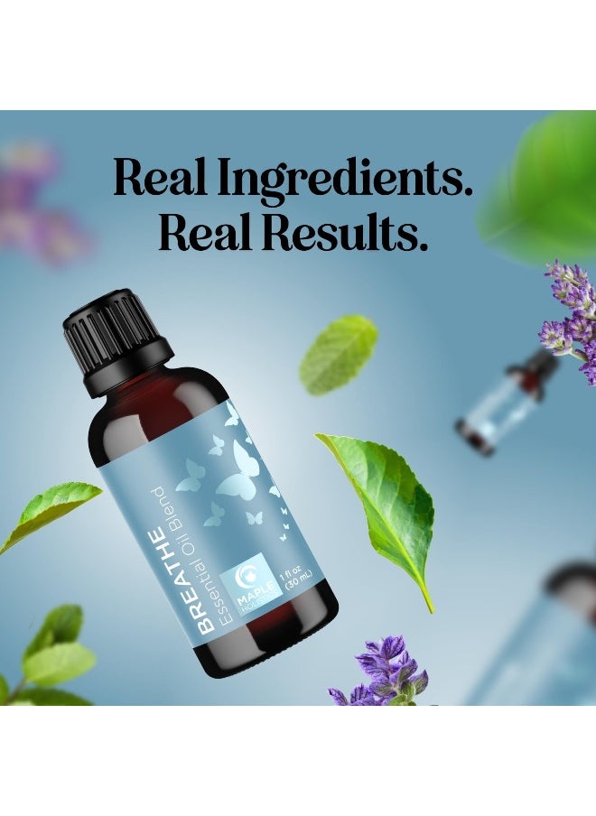 Breathe Blend Essential Oil for Diffuser - Invigorating Breathe Essential Oil Blend with Eucalyptus Peppermint Tea Tree and Mint Essential Oils for Diffusers for Home and Shower Aromatherapy