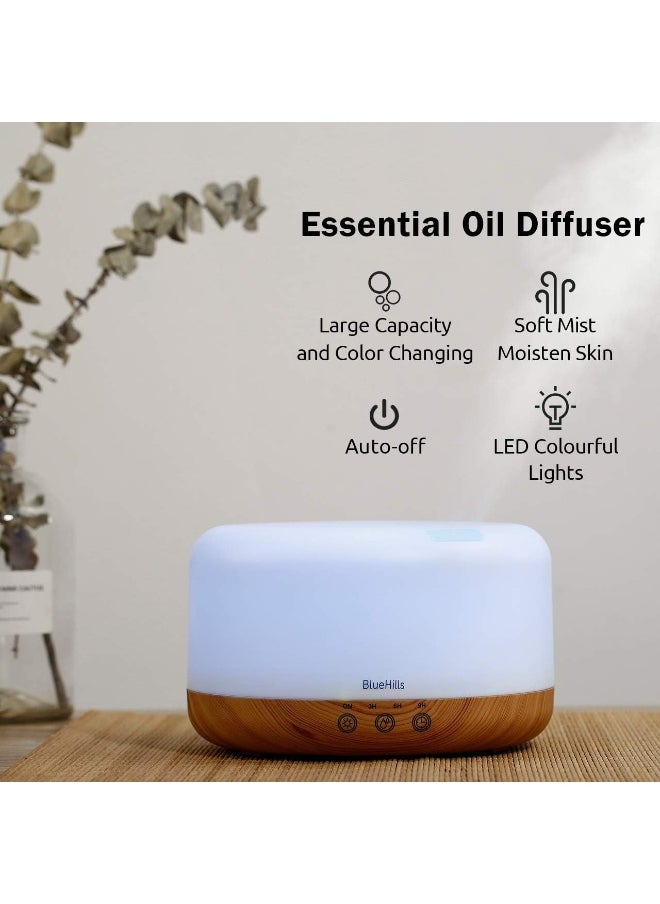 BlueHills Premium 1000 ML XL Essential Oil Diffuser Aromatherapy Humidifier with Remote & Timer for Large Room Home 18 Hour Run Huge Coverage Area 1 Liter Mood Lights Extra Large Capacity Modern Look
