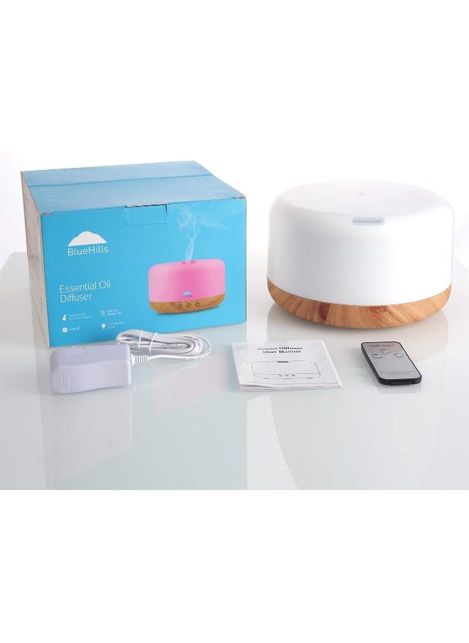 BlueHills Premium 1000 ML XL Essential Oil Diffuser Aromatherapy Humidifier with Remote & Timer for Large Room Home 18 Hour Run Huge Coverage Area 1 Liter Mood Lights Extra Large Capacity Modern Look