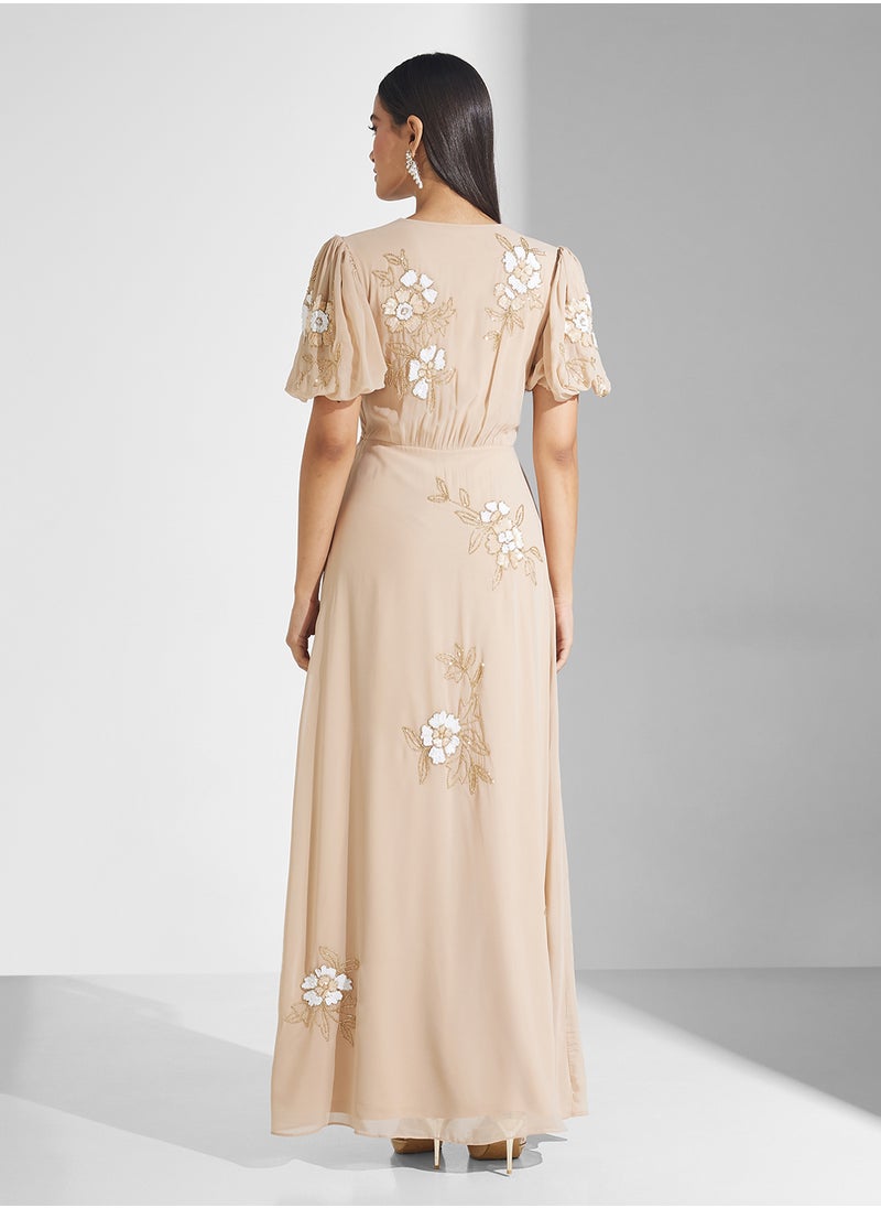 Puff Sleeves Maxi Dress