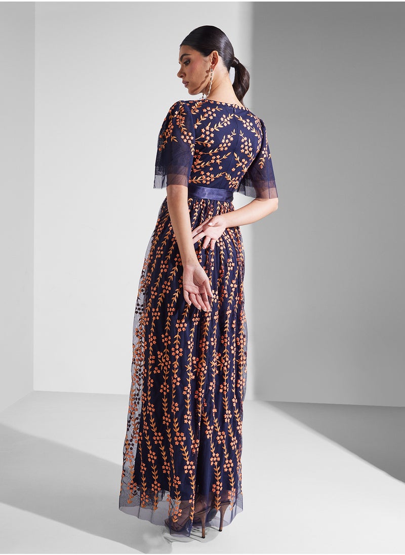 Flutter Sleeve Maxi Dress
