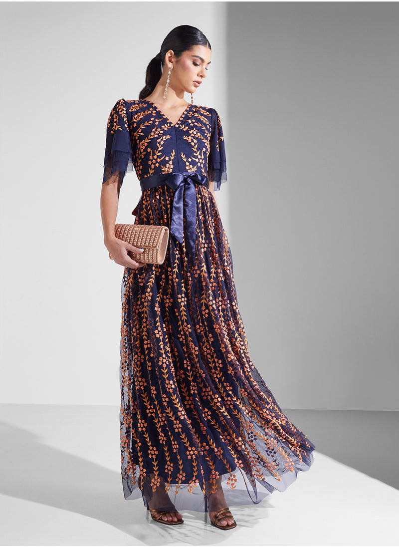 Flutter Sleeve Maxi Dress