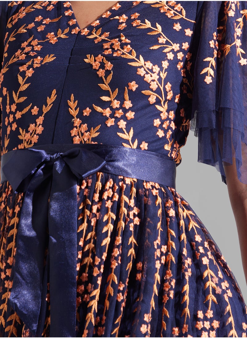 Flutter Sleeve Maxi Dress