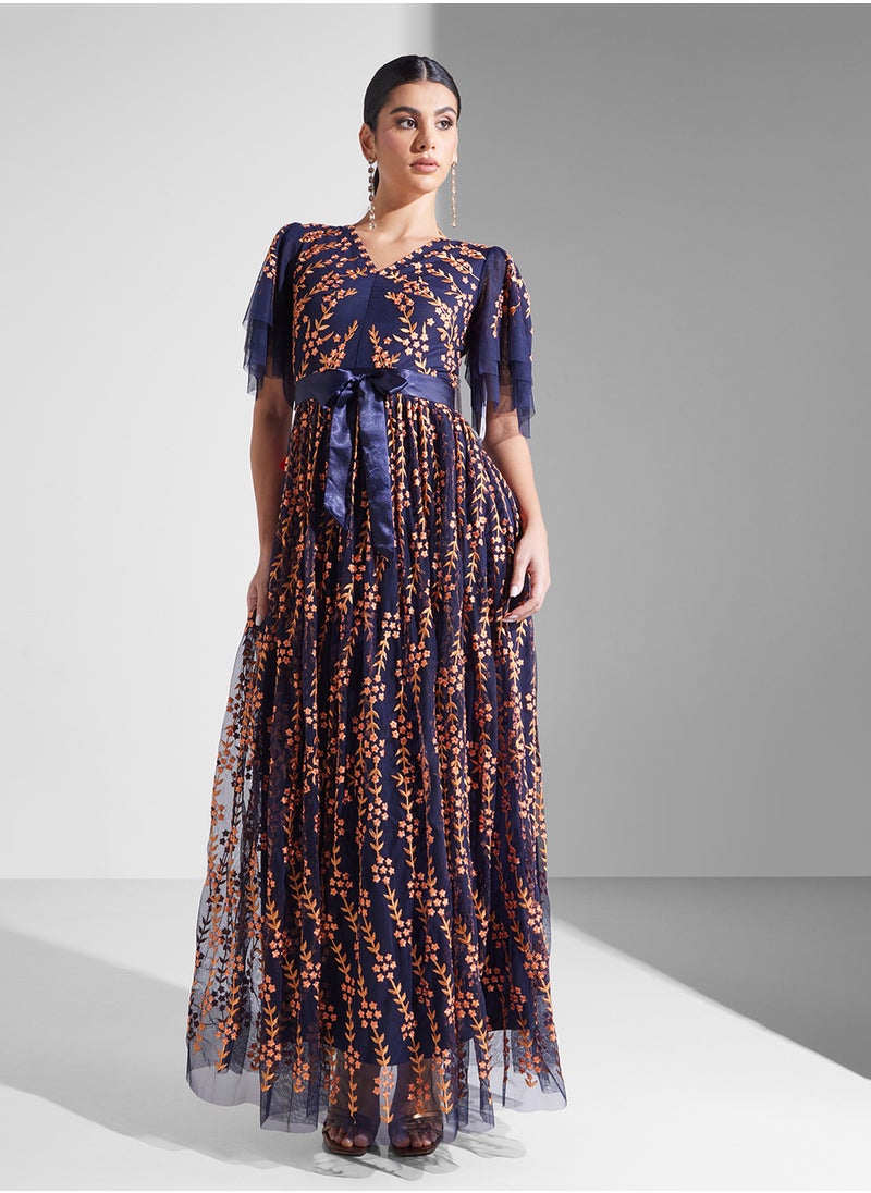 Flutter Sleeve Maxi Dress