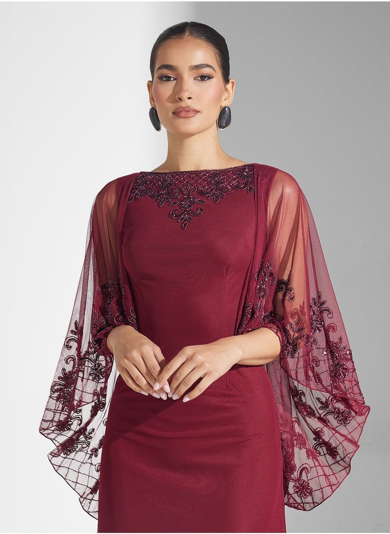 Flared Sleeve Maxi Dress