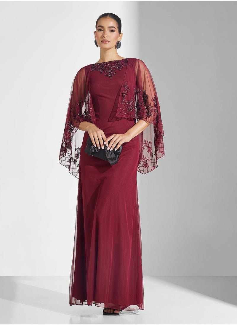 Flared Sleeve Maxi Dress