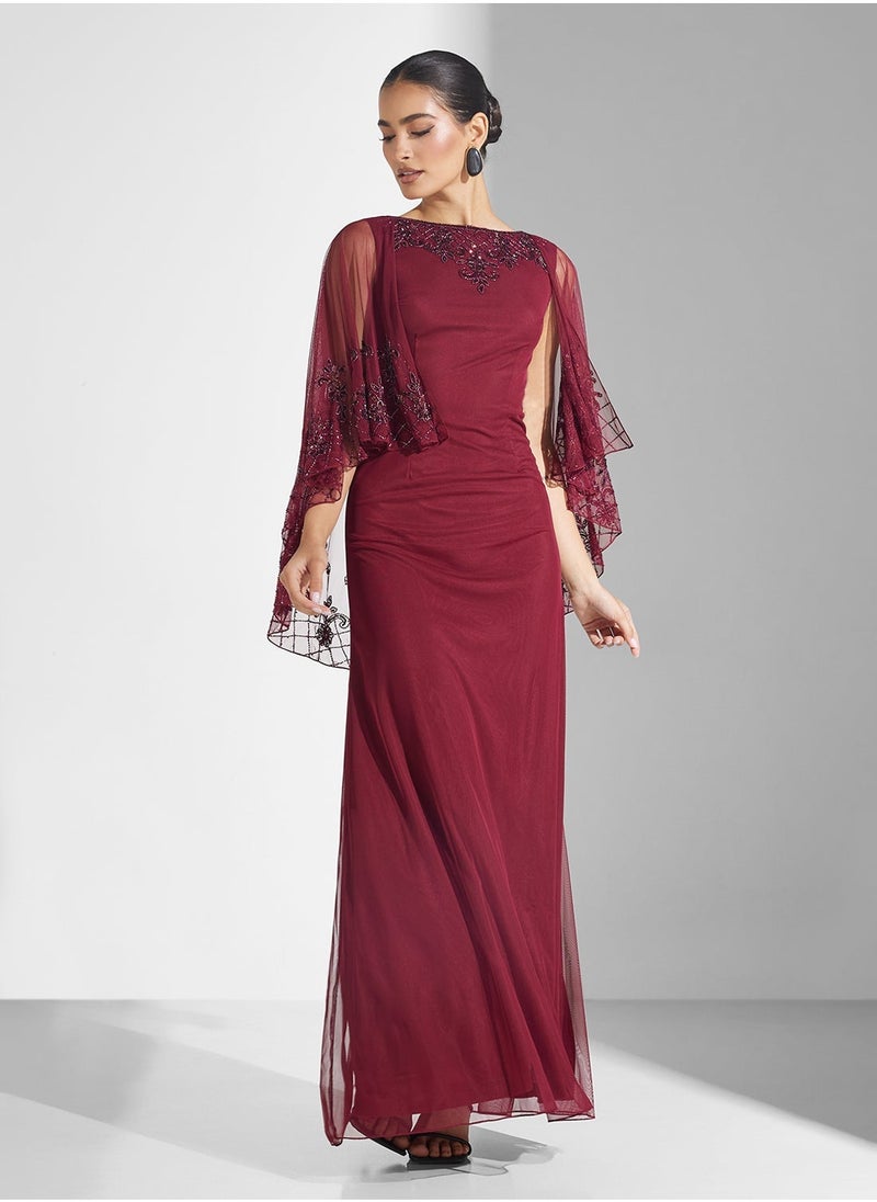 Flared Sleeve Maxi Dress