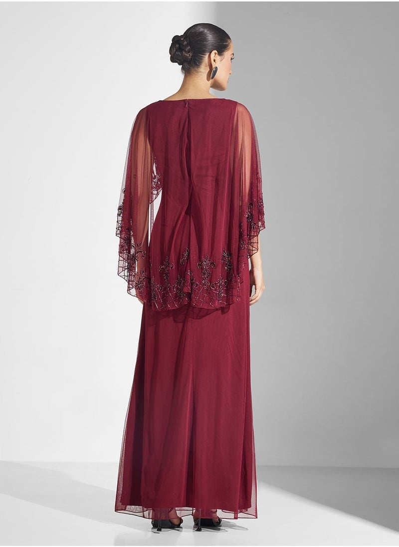 Flared Sleeve Maxi Dress