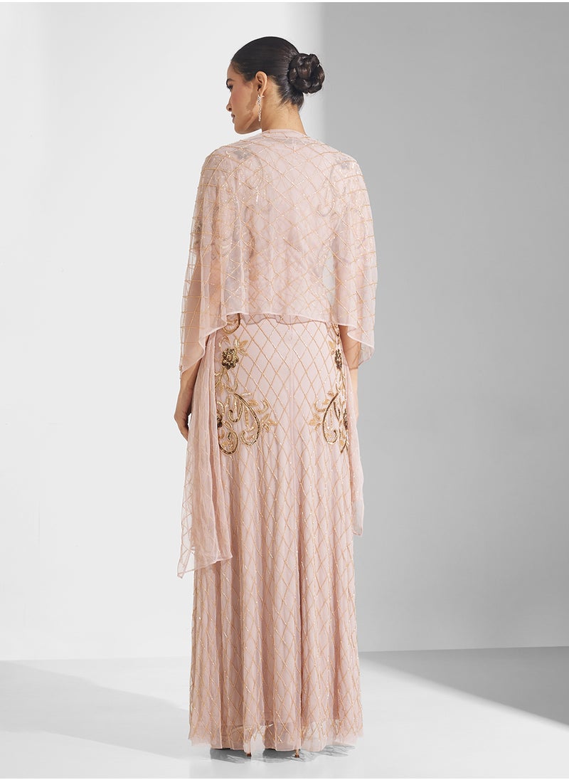 Embellished V-Neck Maxi Dress