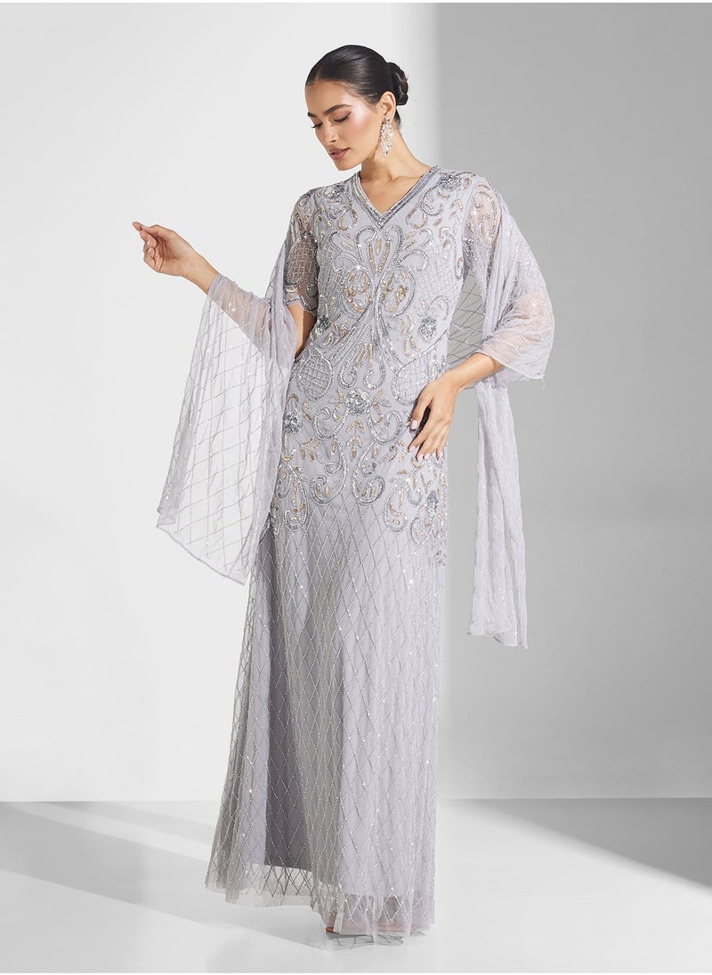 Mesh Detailed Maxi Dress