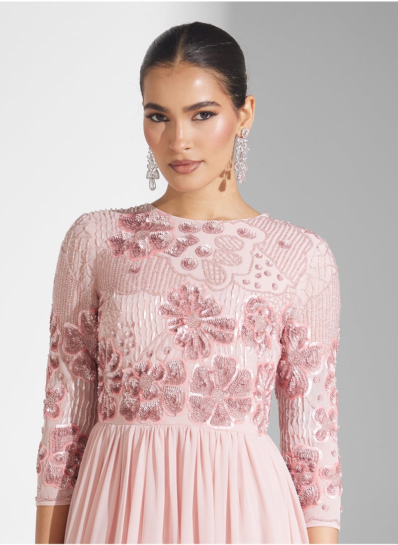 Embellished Crew Neck Maxi Dress