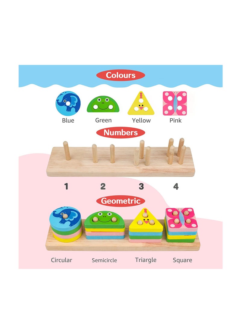 Montessori Toys for 1 3 Year Old Boys Girls,Wooden Sorting Stacking Toys for Toddlers,Preschool Educational Toys for 1 3 Year Old Color Recognition Shape Sorter,Learning Puzzles Gifts for 1 3 Year Old