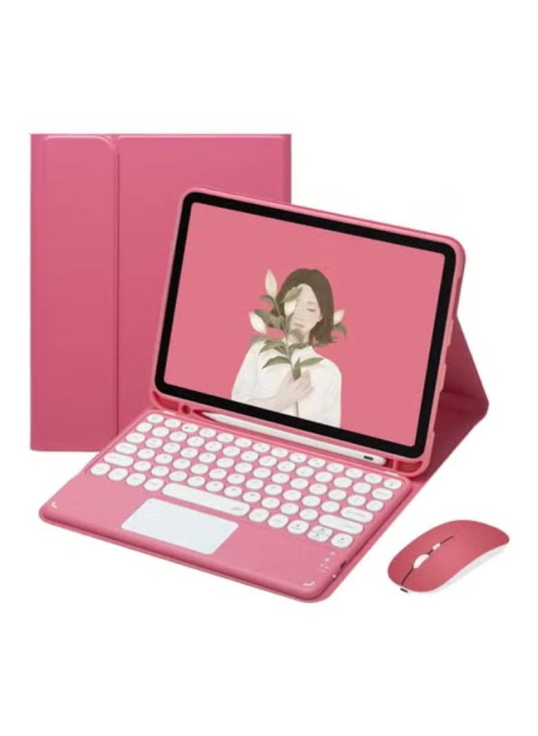 iPad 10th Generation Touchpad Keyboard Case Retro Round Key with Mouse Cute Color Keyboard with Trackpad Detachable Touch Keyboard iPad 10 2022 10.9 inch Cover