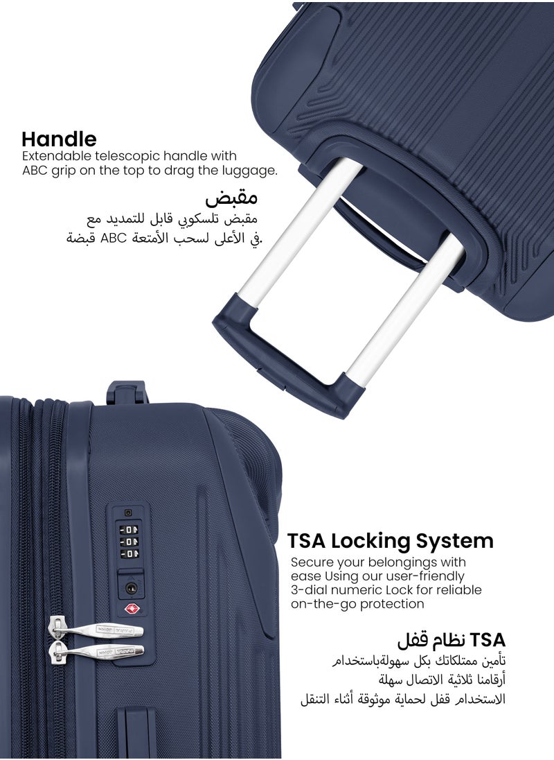 Sentra 3 Pieces ABS Luggage Trolley Set - Dark Blue