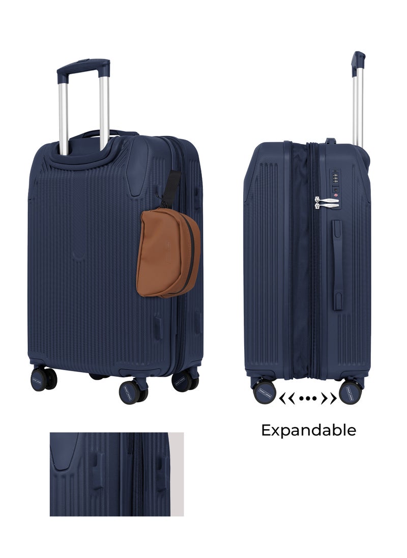 Sentra 3 Pieces ABS Luggage Trolley Set - Dark Blue