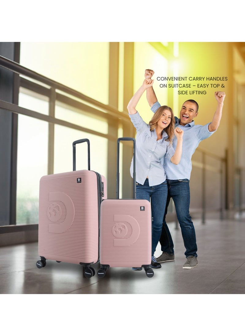 Discovery Eclipse ABS Hardside Travel Luggage Set, Durable Lightweight 4 Double Wheel Bag, Extra Secure Combination Lock Suitcase 3 Pcs, Expandable Trolley Small,Medium,Large(20+24+28 Inch)Pink