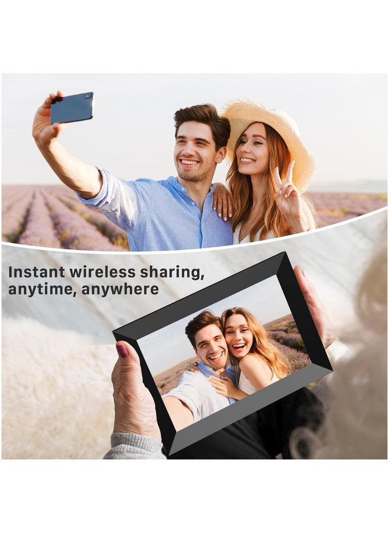 Smart WiFi Digital Photo Frame 10.1-Inch, HD Touchscreen, Instant Photo & Video Sharing via App, Auto-Rotate, Built-in 32GB Storage, Electronic Frame for Photos & Video Clips