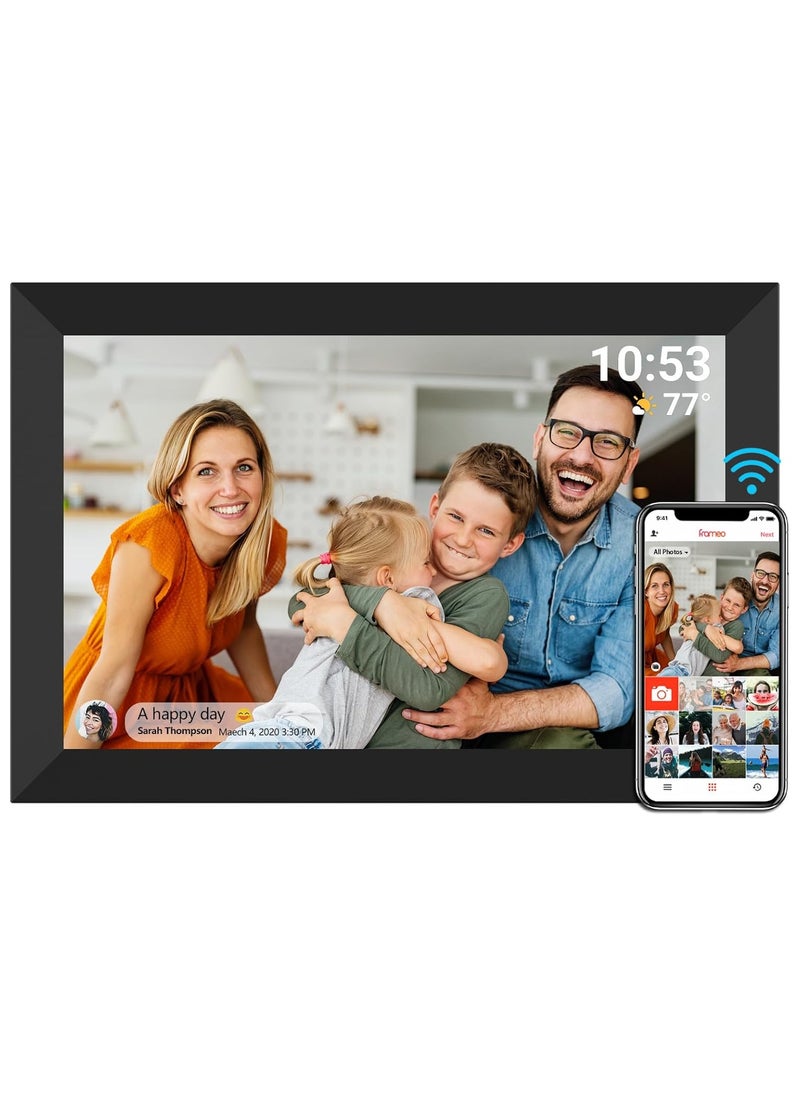 Smart WiFi Digital Photo Frame 10.1-Inch, HD Touchscreen, Instant Photo & Video Sharing via App, Auto-Rotate, Built-in 32GB Storage, Electronic Frame for Photos & Video Clips