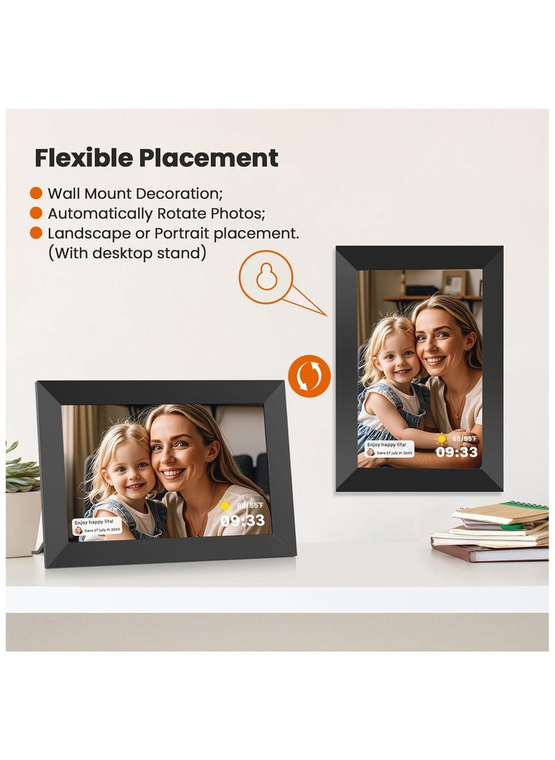 WiFi Digital Photo Frame, HD IPS Touch Screen, Auto-Rotate, Built-in 32GB Storage, Instant Photo & Video Sharing via Uhale App, Wall Mountable, 10.1-Inch Display for Photos/Videos from Anywhere