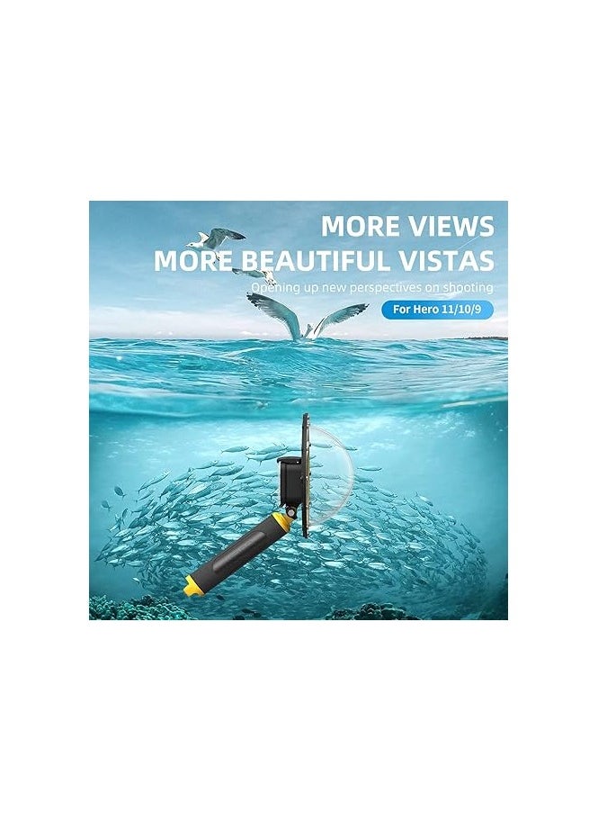TELESIN 6 inches Dome Port Lens for GoPro Hero 13 12 11 Hero 10/9 Black,Waterproof Housing Case Hand Floating Grip Trigger, Transparent Cover Underwater Diving Photography (for Hero 13/12/11/10/9)