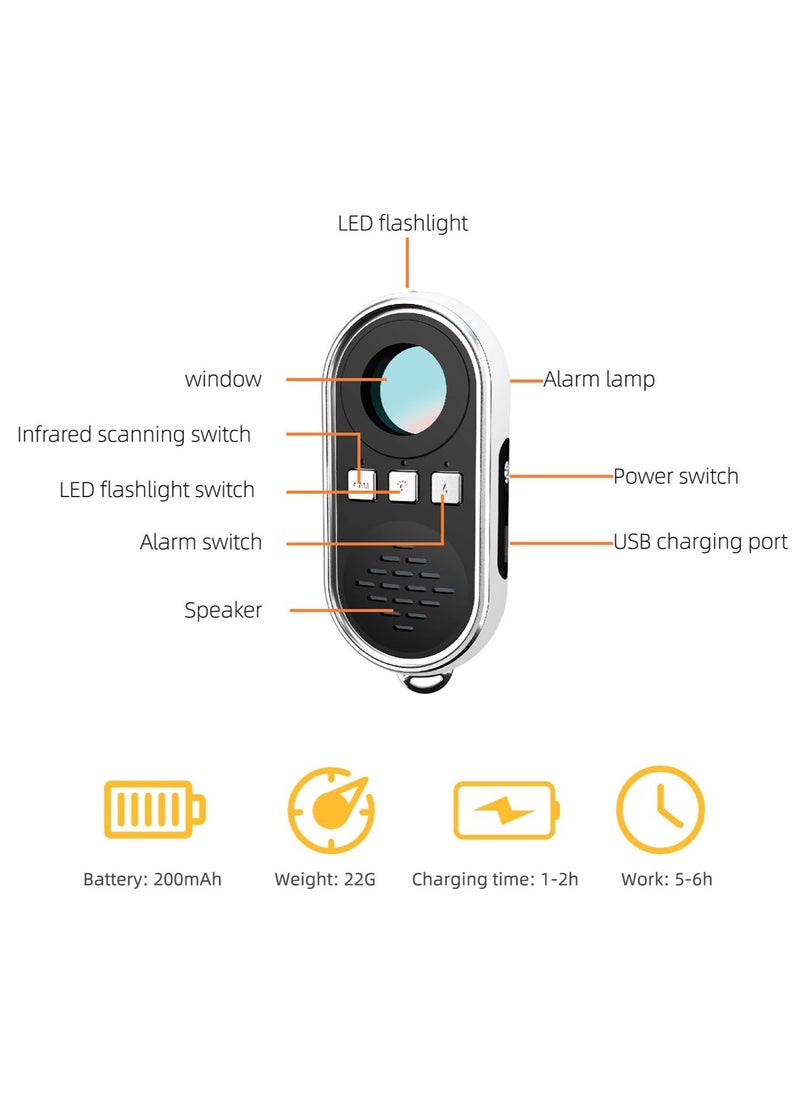 Hidden Camera Detectors with Alarm Mini Camera Detector Spy Camera Finder, Spy Camera Detector, Hidden Camera Finder for Home Office Hotel Bathroom, Gifts for Woman Men