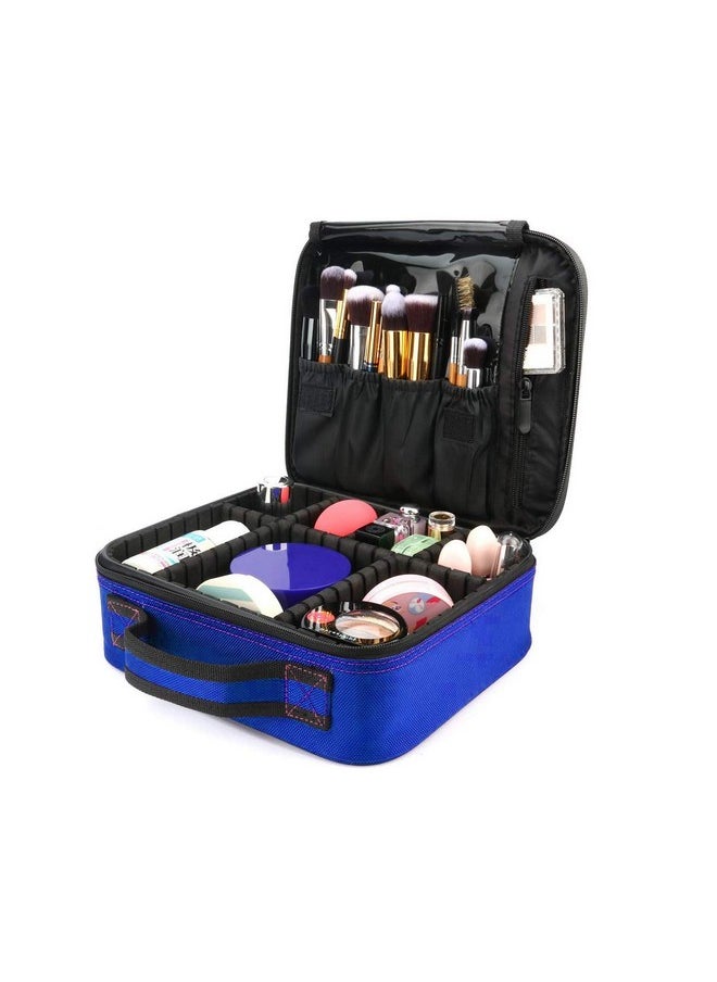 House of Quirk Makeup Cosmetic Storage Case with Adjustable Compartment - Dark Blue