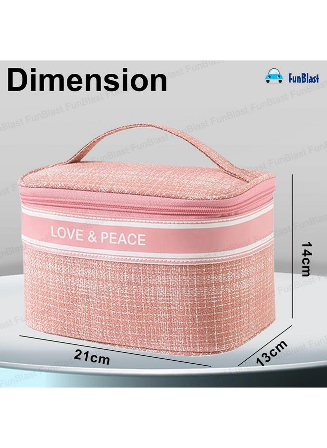FunBlast Vanity Box for Women Makeup Kit - Travel Organizer, Travel Pouch, Makeup Pouch, Pouches for Women, Toiletry Bag, Makeup Bag for Women, Travel Kit for Girls & Women (Pink)