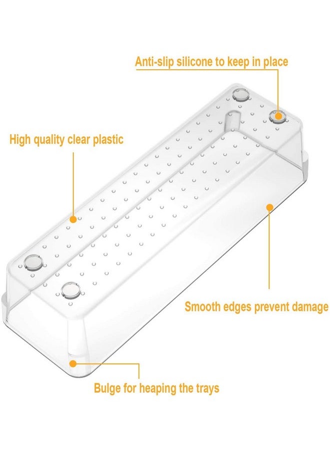 Zollyss 5 Pcs Desk Drawer Organizers Trays Set Clear Plastic Storage Bins Bathroom Drawer Tray Dividers Vanity Trays Organizer for Bedroom Dresser Makeup Kitchen Utensil Office