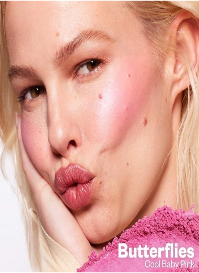 Blush is Life Baked Talc-Free Dimensional + Brightening Blush,Butterflies - Cool Baby Pink 4.5g