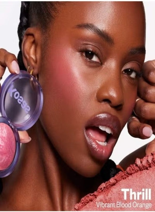 Blush is Life Baked Talc-Free Dimensional + Brightening Blush, Thrill - Vibrant Blood Orange 4.5g