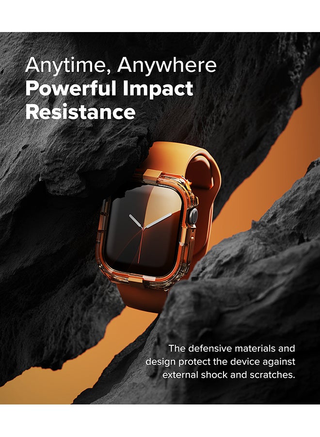 Fusion Bumper For Apple Watch 10 46mm Case, Frame Bumper Protection Double Layered PC TPU Transparent Color Watch Case - Neon Orange