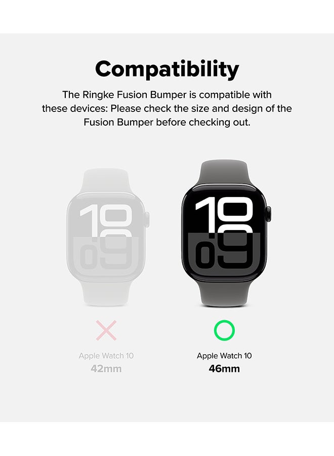 Fusion Bumper For Apple Watch 10 46mm Case, Frame Bumper Protection Double Layered PC TPU Transparent Color Watch Case- Neon Green