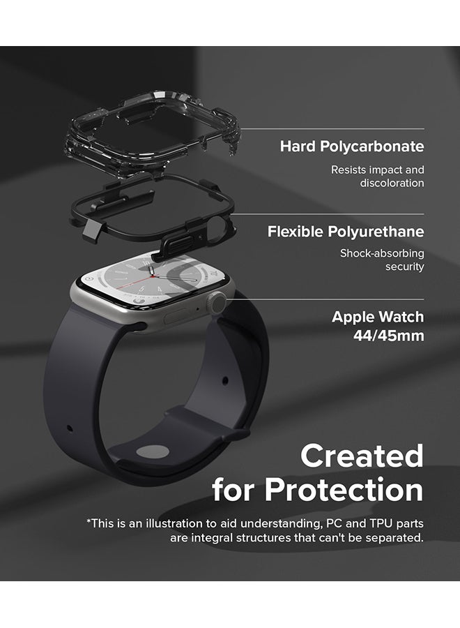 Fusion Bumper For Apple Watch 9 / 8 / 7 45mm, Apple Watch SE / 6 / 5 / 4 44mm Case, Double-layer Cover for Women, Men - Black