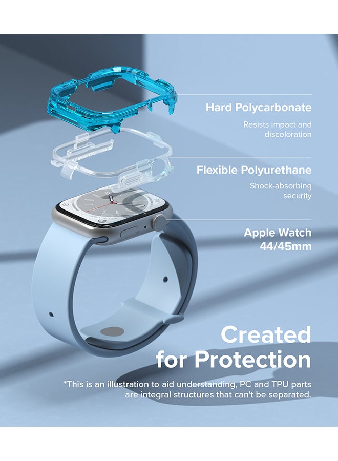 Fusion Bumper For Apple Watch 9 / 8 / 7 45mm, Apple Watch SE / 6 / 5 / 4 44mm Case, Double-layer Cover for Women, Men - Neon Blue