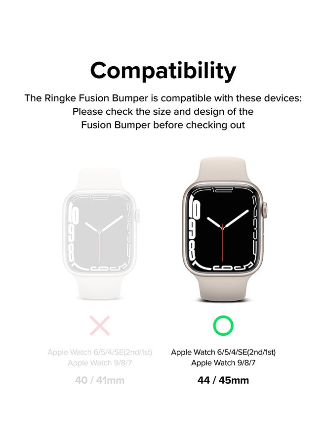 Fusion Bumper For Apple Watch 9 / 8 / 7 45mm, Apple Watch SE / 6 / 5 / 4 44mm Case, Double-layer Cover for Women, Men - White