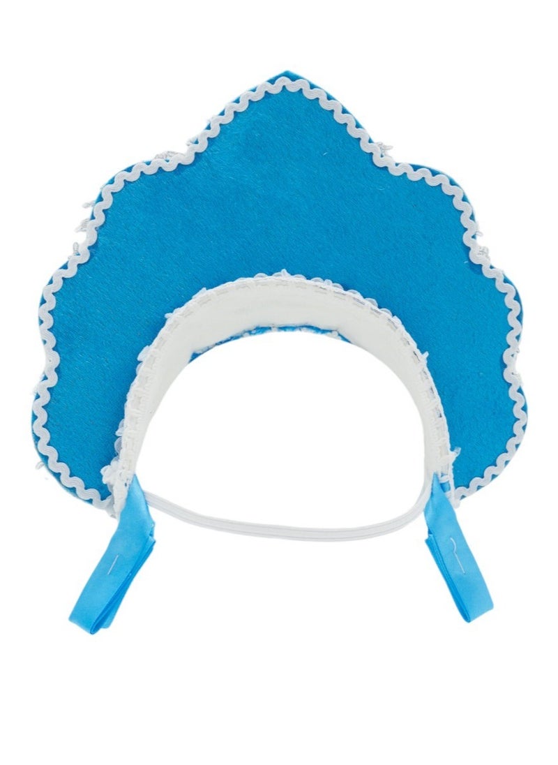 Women's Girls Traditional Headdress Kokoshnik Light Blue with Silver