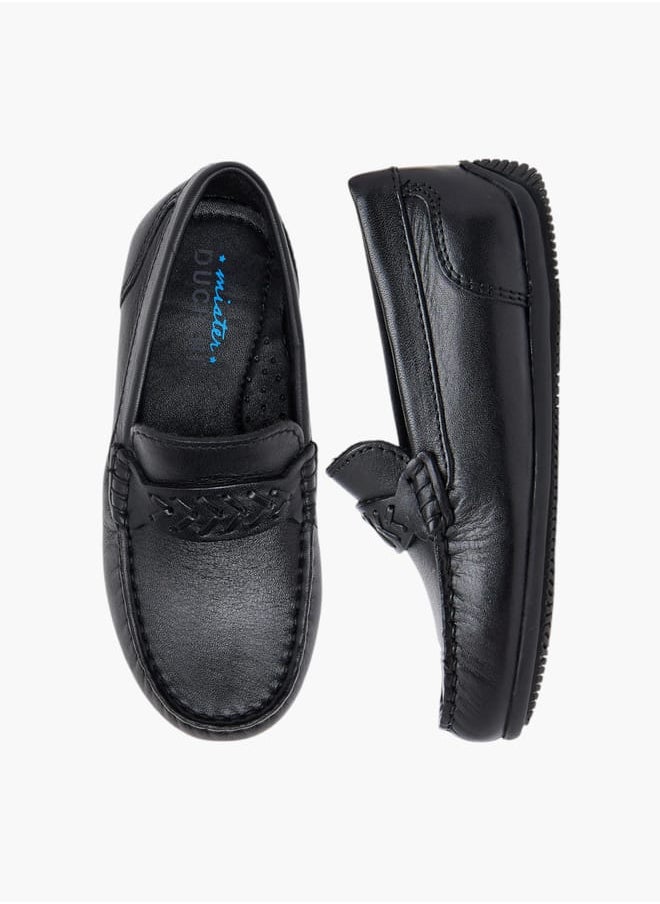 Boys Textured Slip-On Loafers
